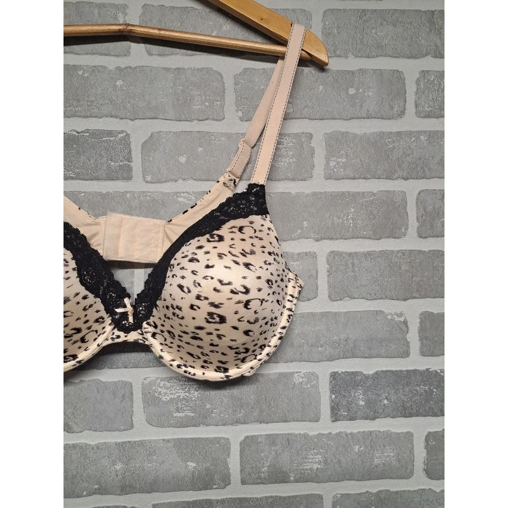 MAIDENFORM T-SHIRT BRA SMARTZONE CUPS BEIGE LEOPARD PRINT‎ MODEL 09404 SIZE 36DD